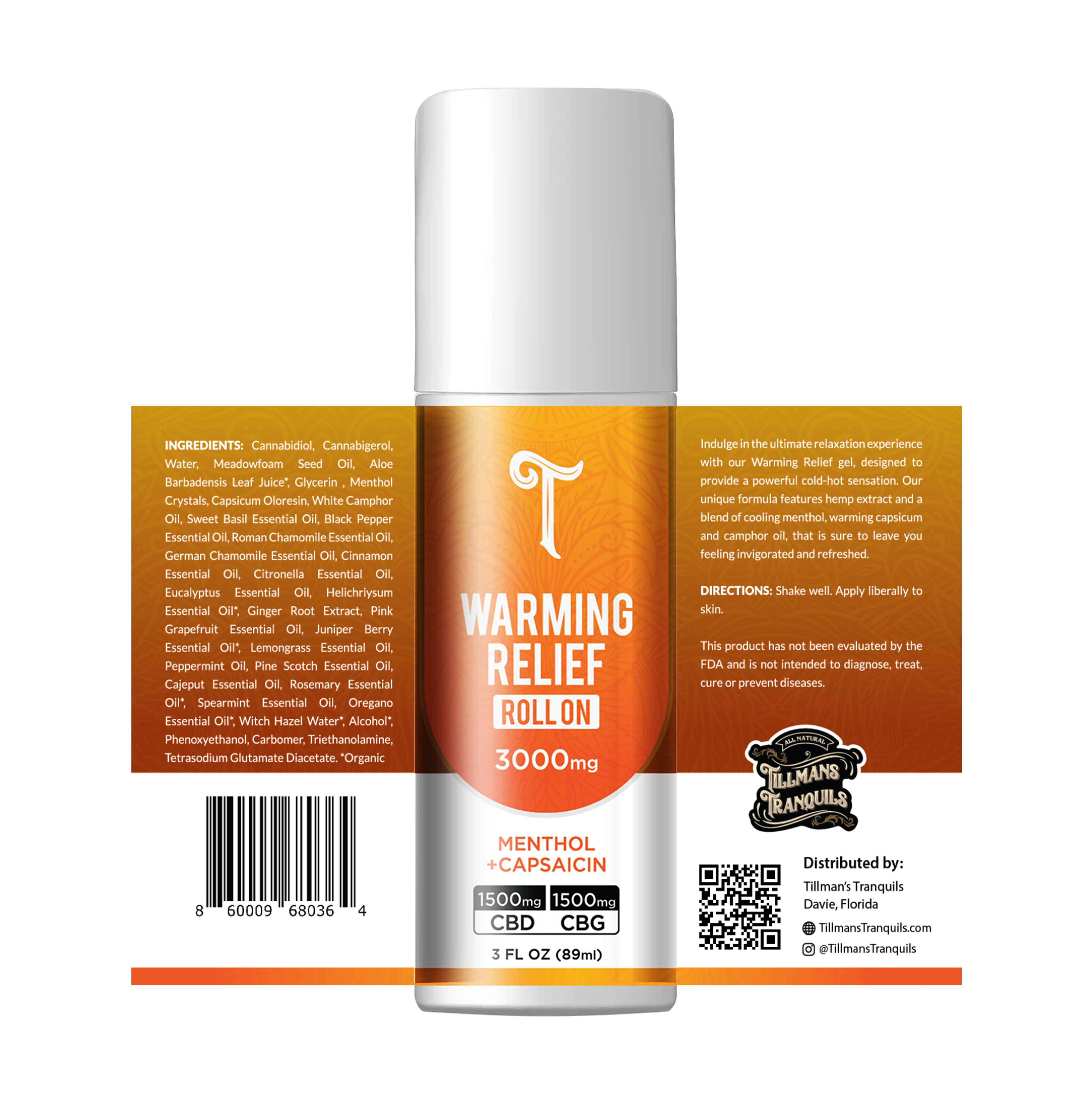 Tillmans Tranquils CBD Roll On + CBG â€?Muscle Relief Warming Gel Best Price