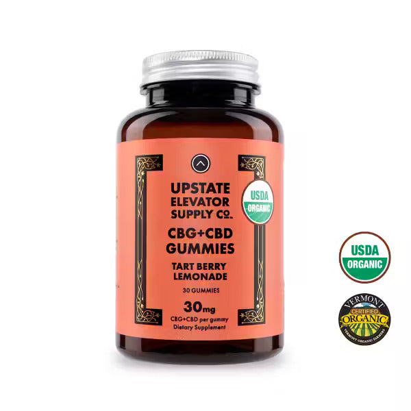 Upstate Elevator CBD Gummies | 30MG ORGANIC CBG+CBD TART BERRY GUMMIES Best Price