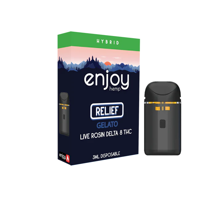 Enjoy Hemp 3ml Live Rosin Delta 8 THC Disposable for Relief - Gelato (Hybrid) Best Price