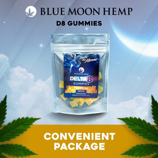 Blue Moon Hemp Delta 8 Tropical Fruit Gummies 250mg (10ct) Best Price