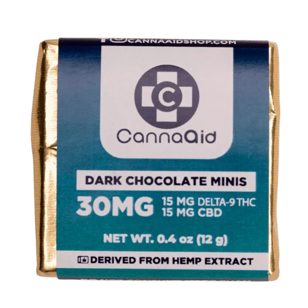 CannaAid | Delta 9 THC + CBD Chocolate Mini Squares - 15mg D9 + 15mg CBD Best Price