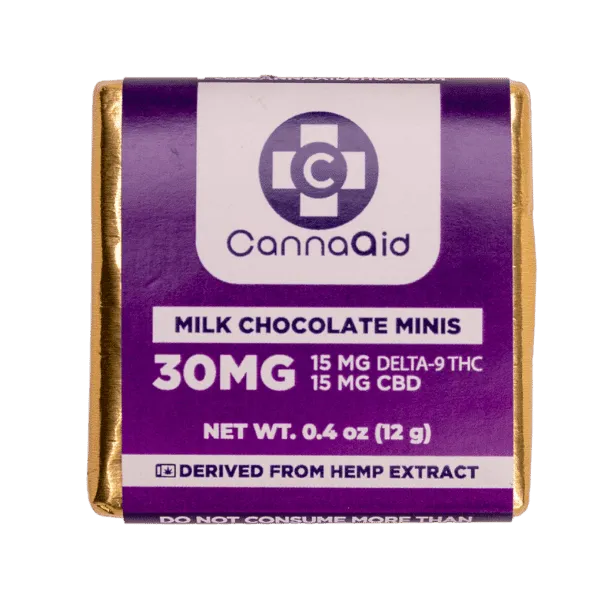 CannaAid | Delta 9 THC + CBD Chocolate Mini Squares - 15mg D9 + 15mg CBD Best Price