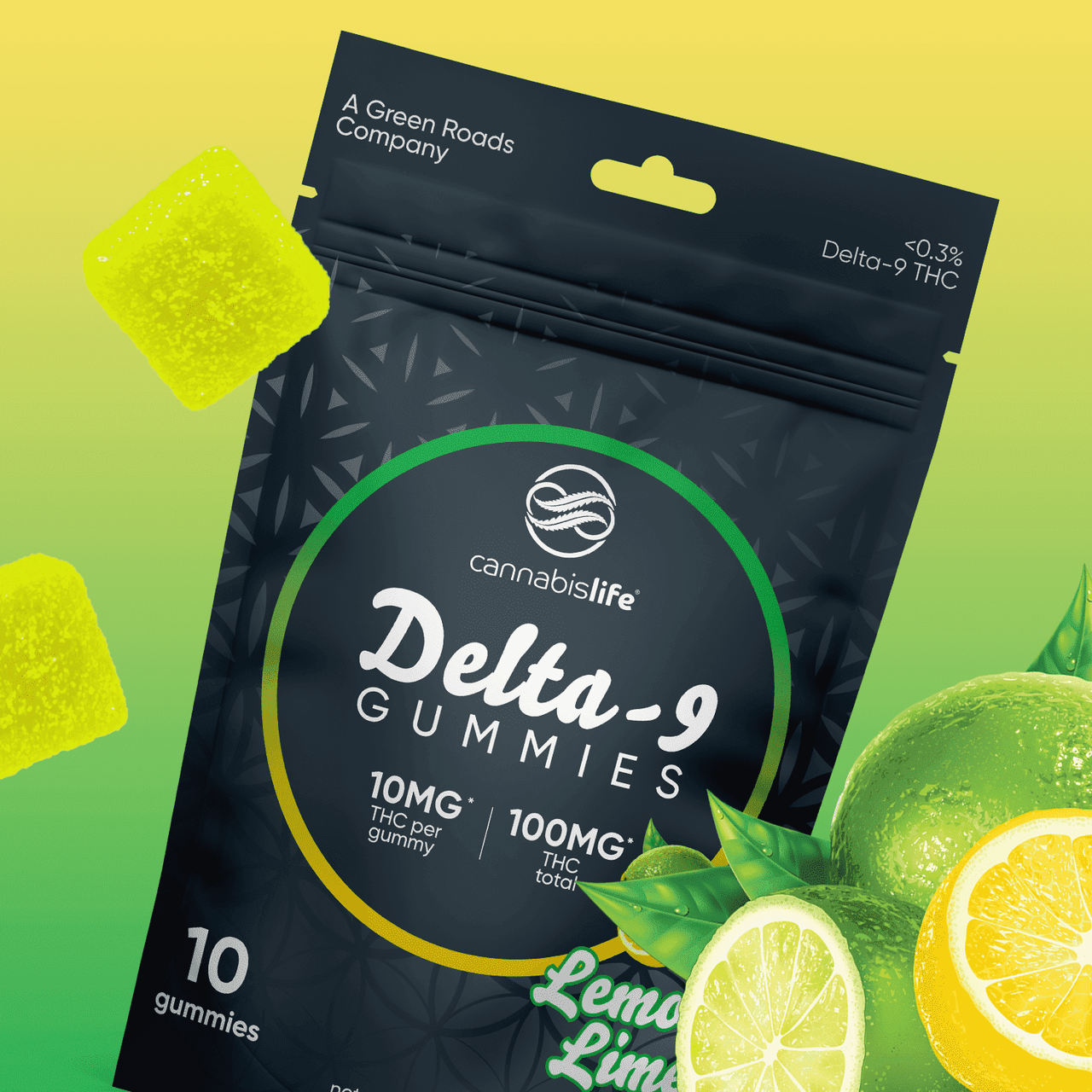 Cannabis Life LEMON LIME DELTA-9 GUMMIES - (10CT) 100MG Best Price