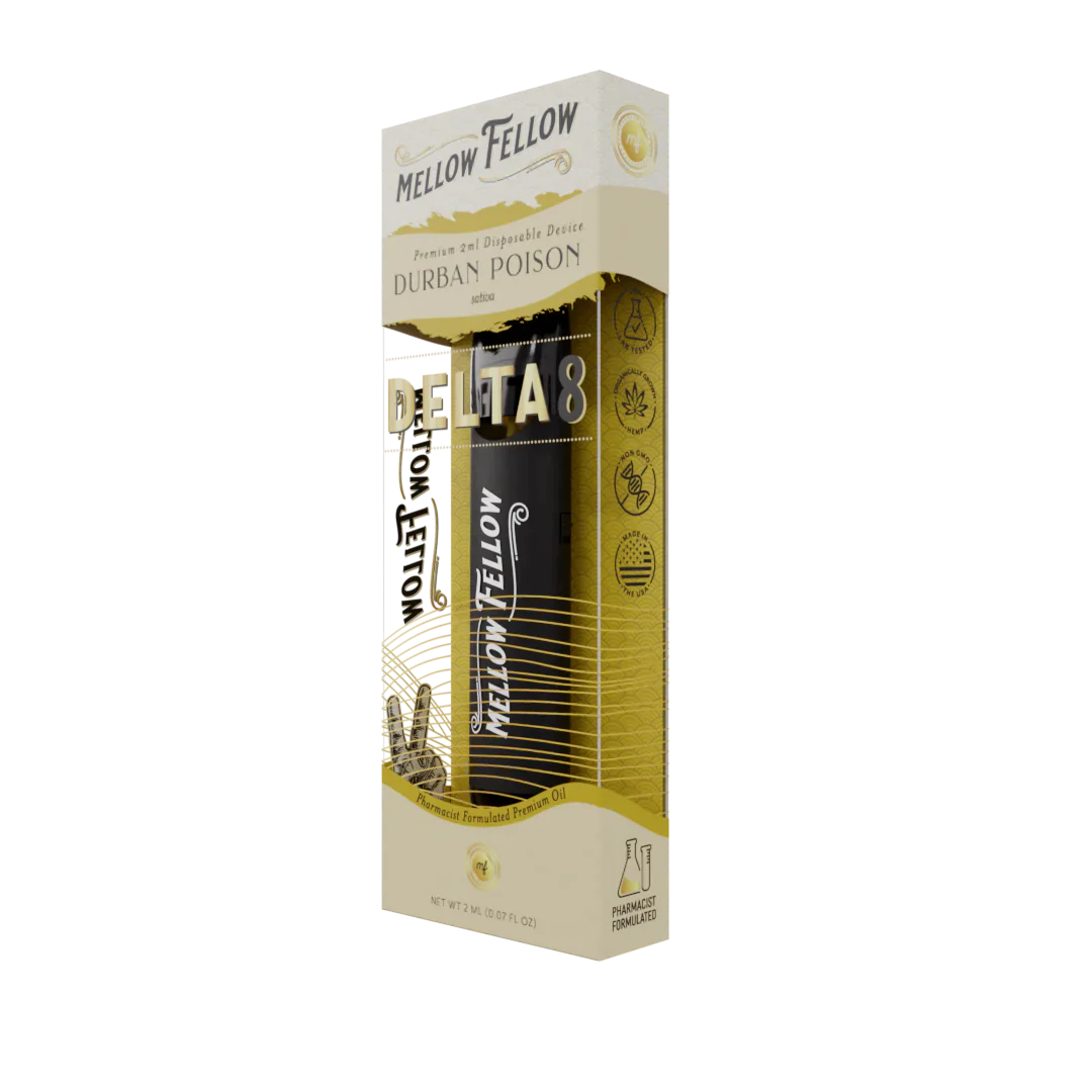 Mellow Fellow Delta 8 THC Premium 2ml Disposable Vape Durban Poison Best Price