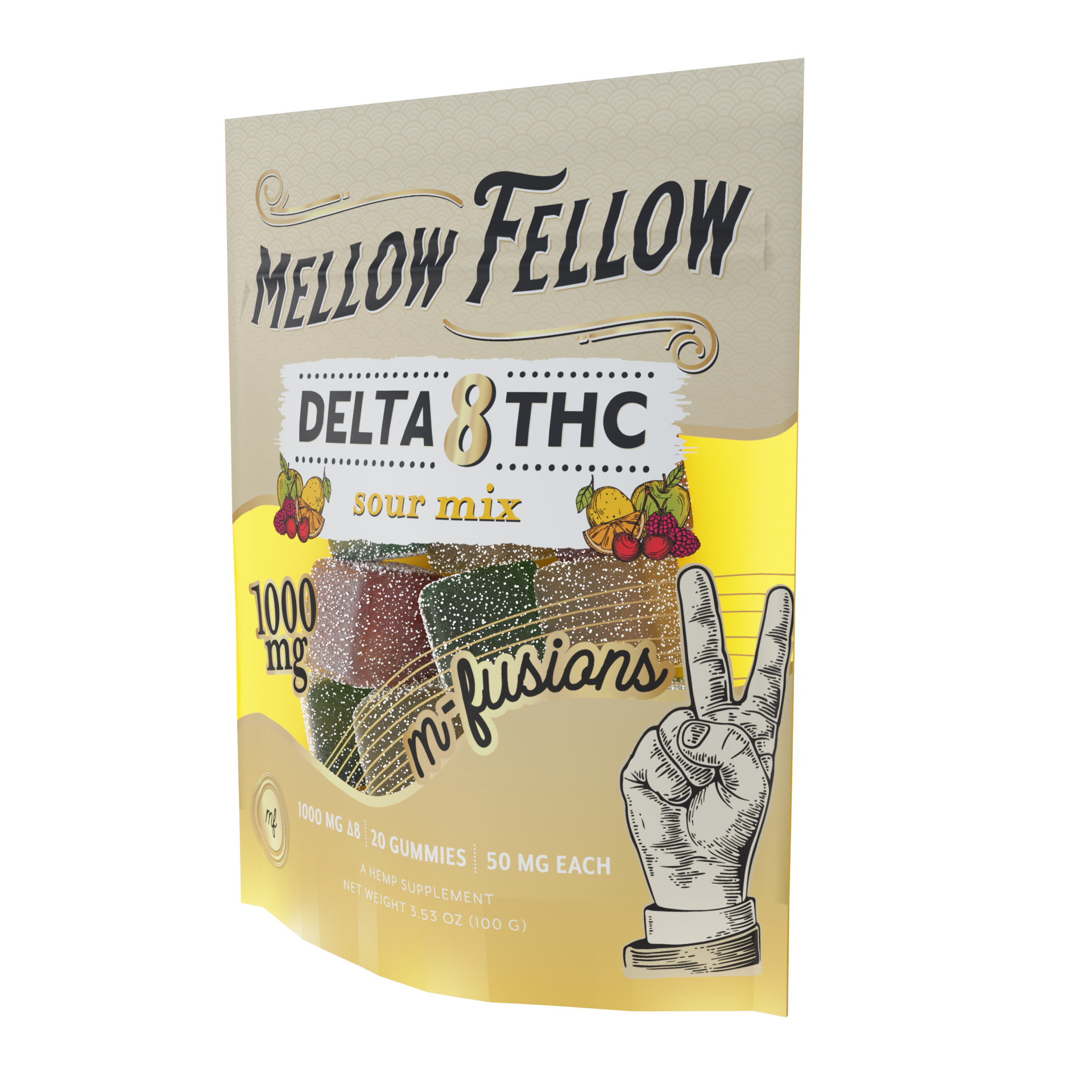 Mellow Fellow Delta 8 THC M-Fusions Sour Mix Gummies 20ct 1000mg Best Price