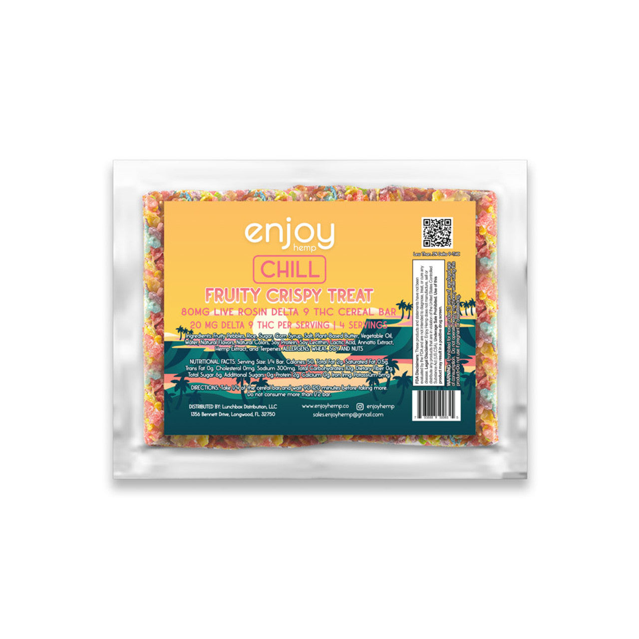 Enjoy Hemp Live Rosin Delta 9 THC Fruity Cereal Bar - Chill Indica Best Price