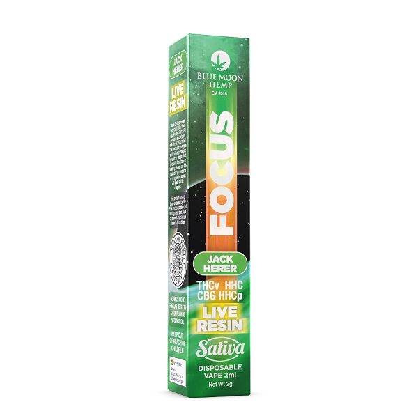 Blue Moon Hemp Focus Blend Jack Herer Live Resin Disposable Vape 2 Grams Best Price