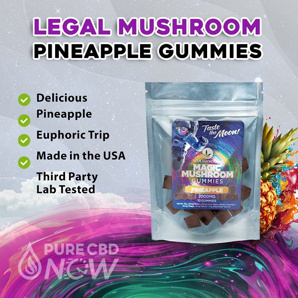 Blue Moon Hemp Legal Mushroom Pineapple Gummies 2000mg (10ct) Best Price