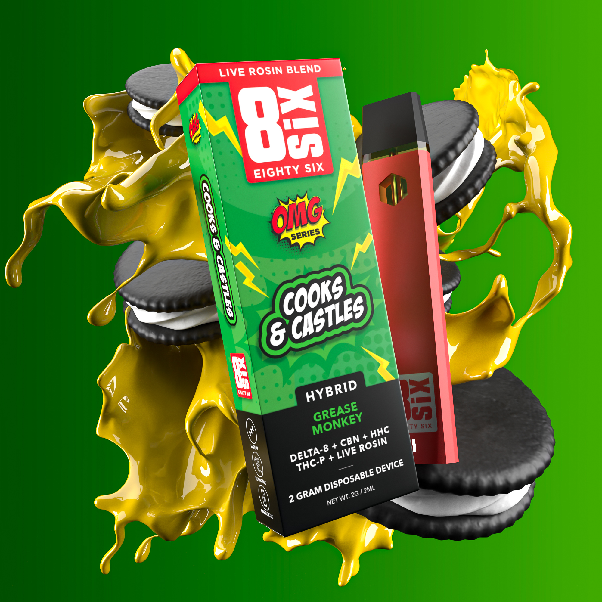 Eighty Six Cooks & Castles Live Rosin Blend 2G Disposable (Grease Monkey) Best Price