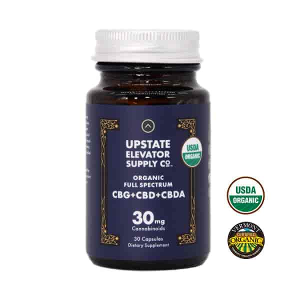 Upstate Elevator 30mg Organic Full Spectrum CBG+CBD+CBDA 30 Capsules Best Price