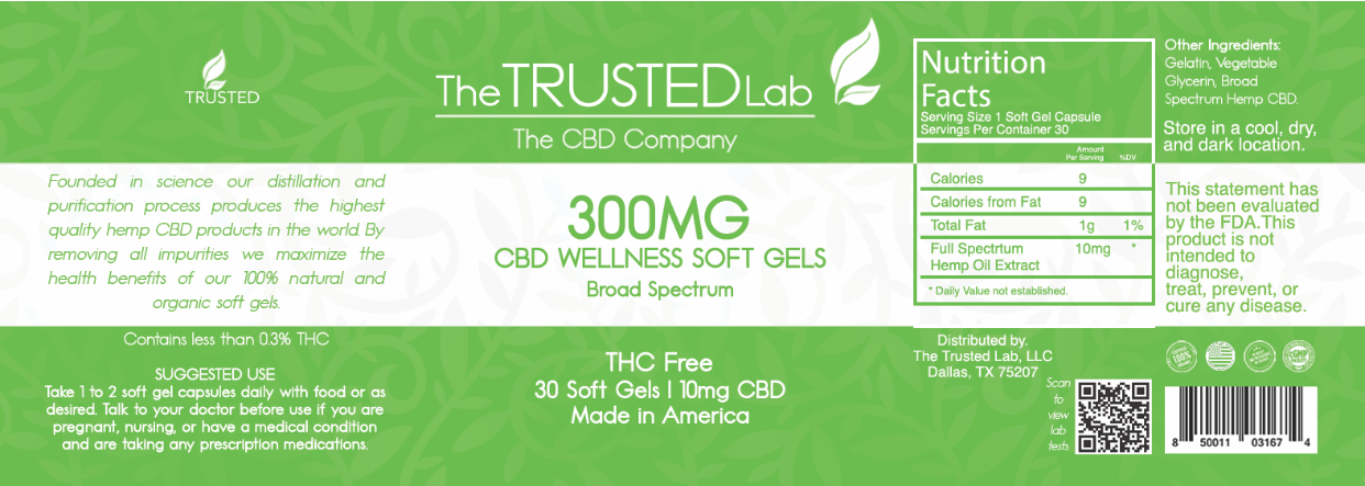 The Trusted Lab CBD Wellness Soft Gels 300mg Best Price