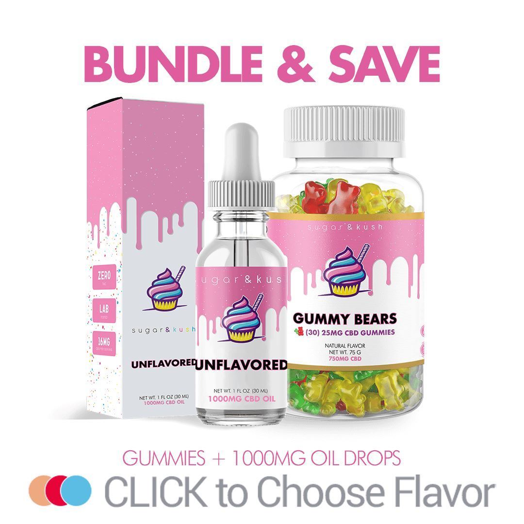 Sugar and Kush CBD Gummies + 1000mg CBD Oil Tincture Bundle Best Price