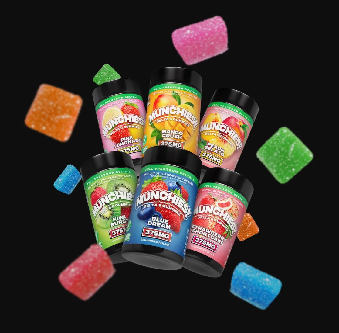 Delta Munchies Peach Gelato Delta 9 Gummies 375mg/600mg Best Price