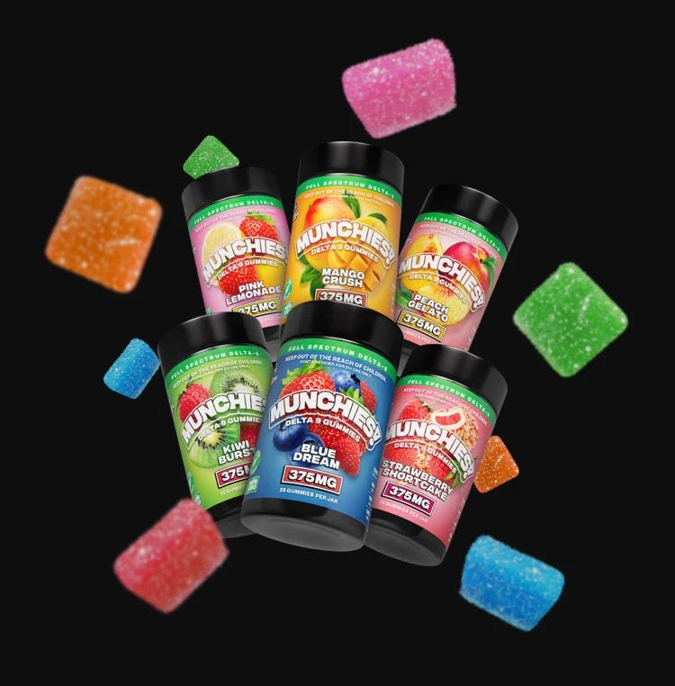 Delta Munchies Peach Gelato Delta 9 Gummies 375mg/600mg Best Price