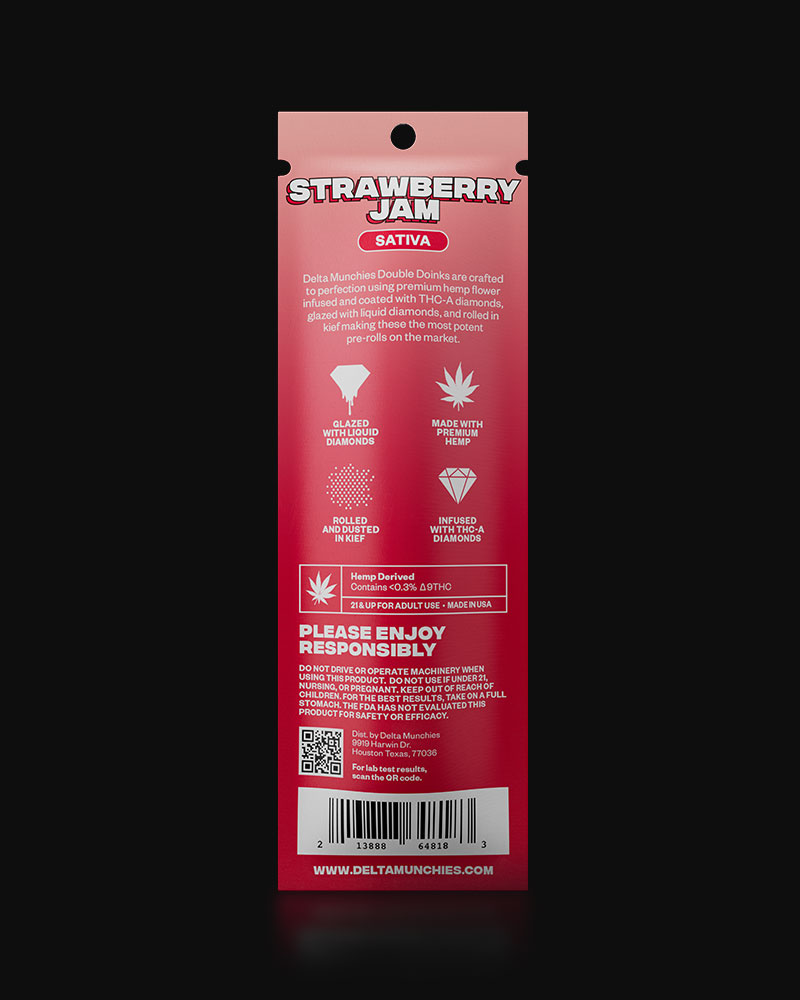 Delta Munchies Strawberry Jam Infused Prerolls (2 Pack) Best Price