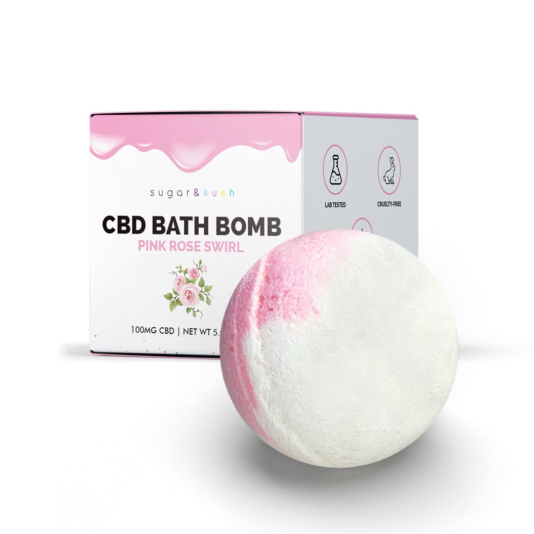 Sugar and Kush Pink Rose Swirl CBD Bath Bomb Best Price
