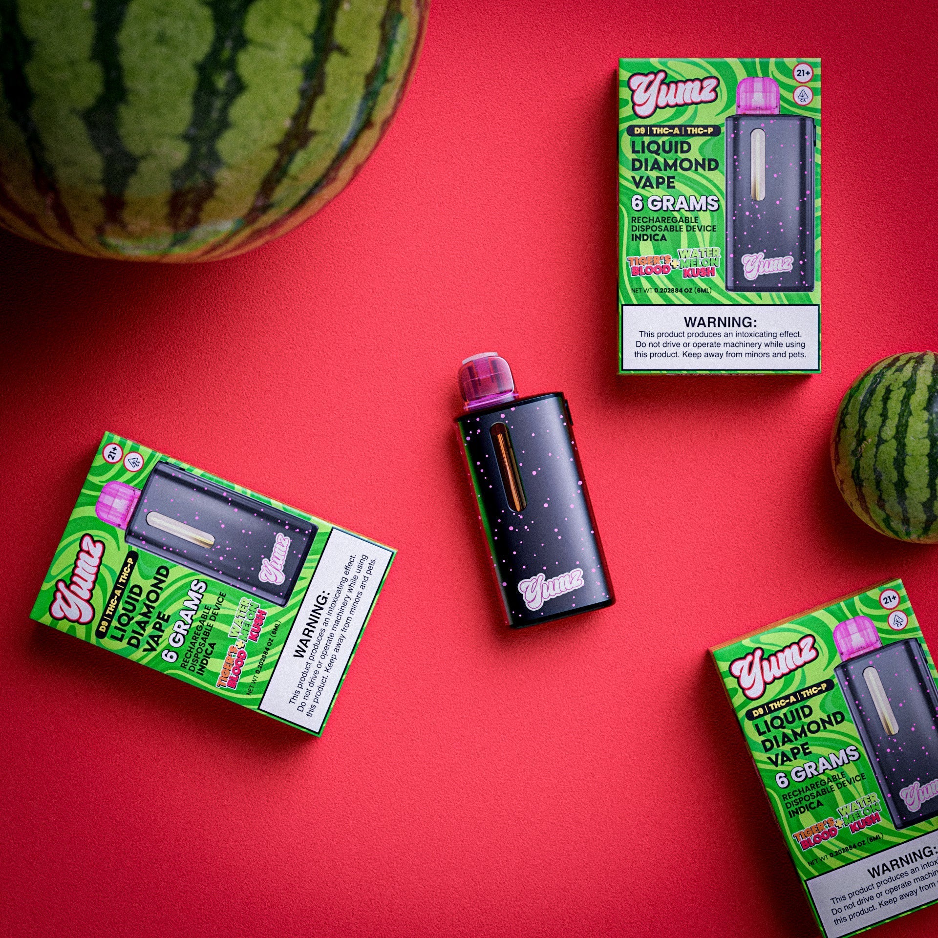 Yumz - Tigers Blood + Watermelon Kush - Indica - THC Disposable Vape ( 6 Grams ) ( D9 + THCA + THC-P ) Best Price