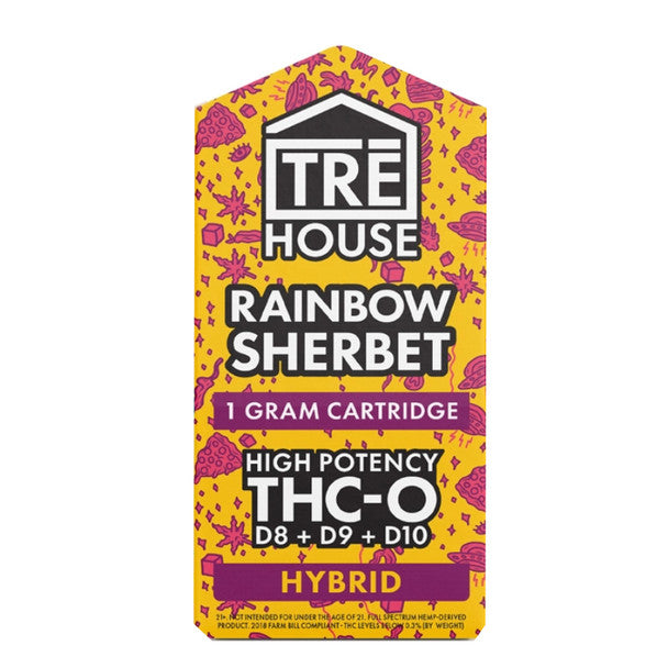 TRE House High Potency Live Resin THC-O + D8 + D9 + D10 Cartridge - Rainbow Sherbet 1G Best Price